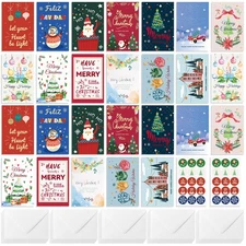 26 Pack Christmas Cards with Envelopes and Stickers, Christmas Greeting Cards