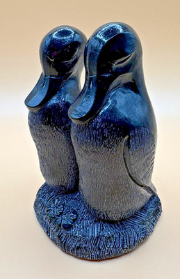 The Aardik Collection Black Soapstone Ducks Figurine Sculpture Canada 4.75''
