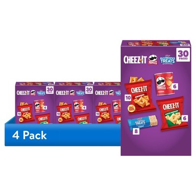 (4 pack) Cheez-It, Pringles & Rice Krispies Variety Pack Lunch Snacks, 30.1 oz