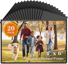 20 Pack Magnetic Picture Frames for Refrigerator 4x6 Inch, 20PCS, Black