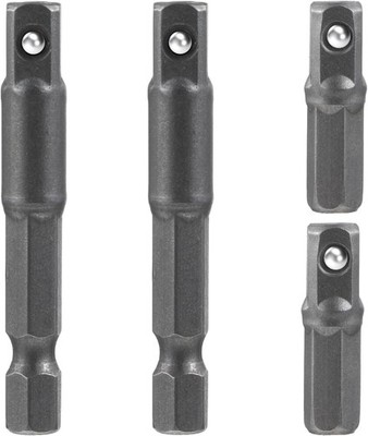 4PCS 1/4 Hex to 1/4'' Impact Socket Adapter Set, 25&50mm Square Drill Sockets Ada