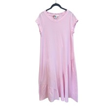 FP Beach Lena Pink Linen Cotton Blend Asymmetrical Hem T Shirt Dress XS TP