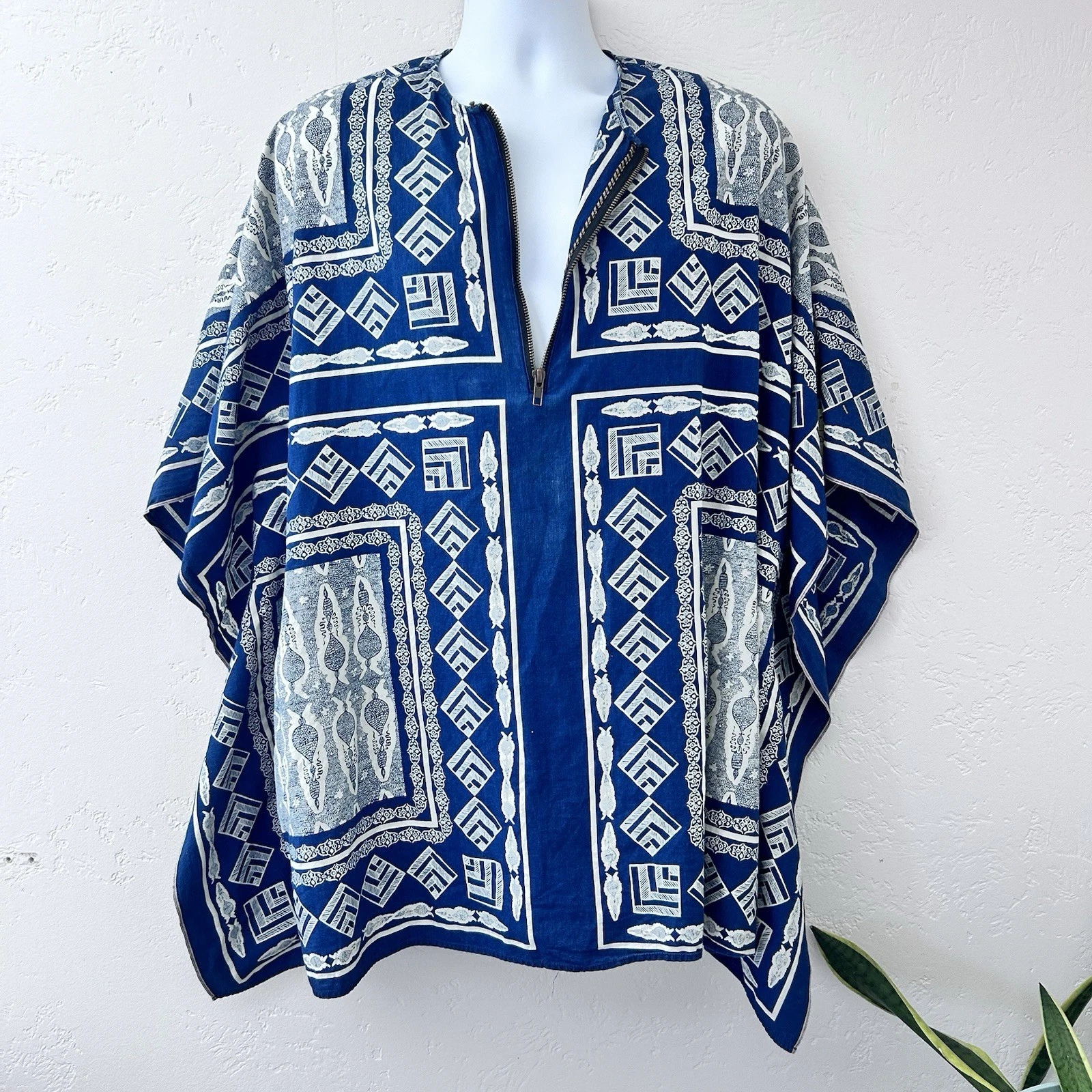 BILLY REID Mens Resortwear Cotton Oversized Poncho Shirt S Cabana Wear