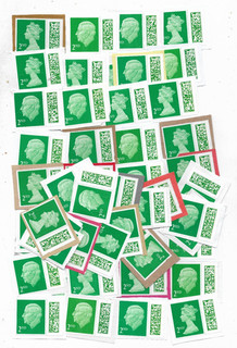 2671] 50 francobolli definitivi su carta GB non affrancati con codice a barre 2a classe
