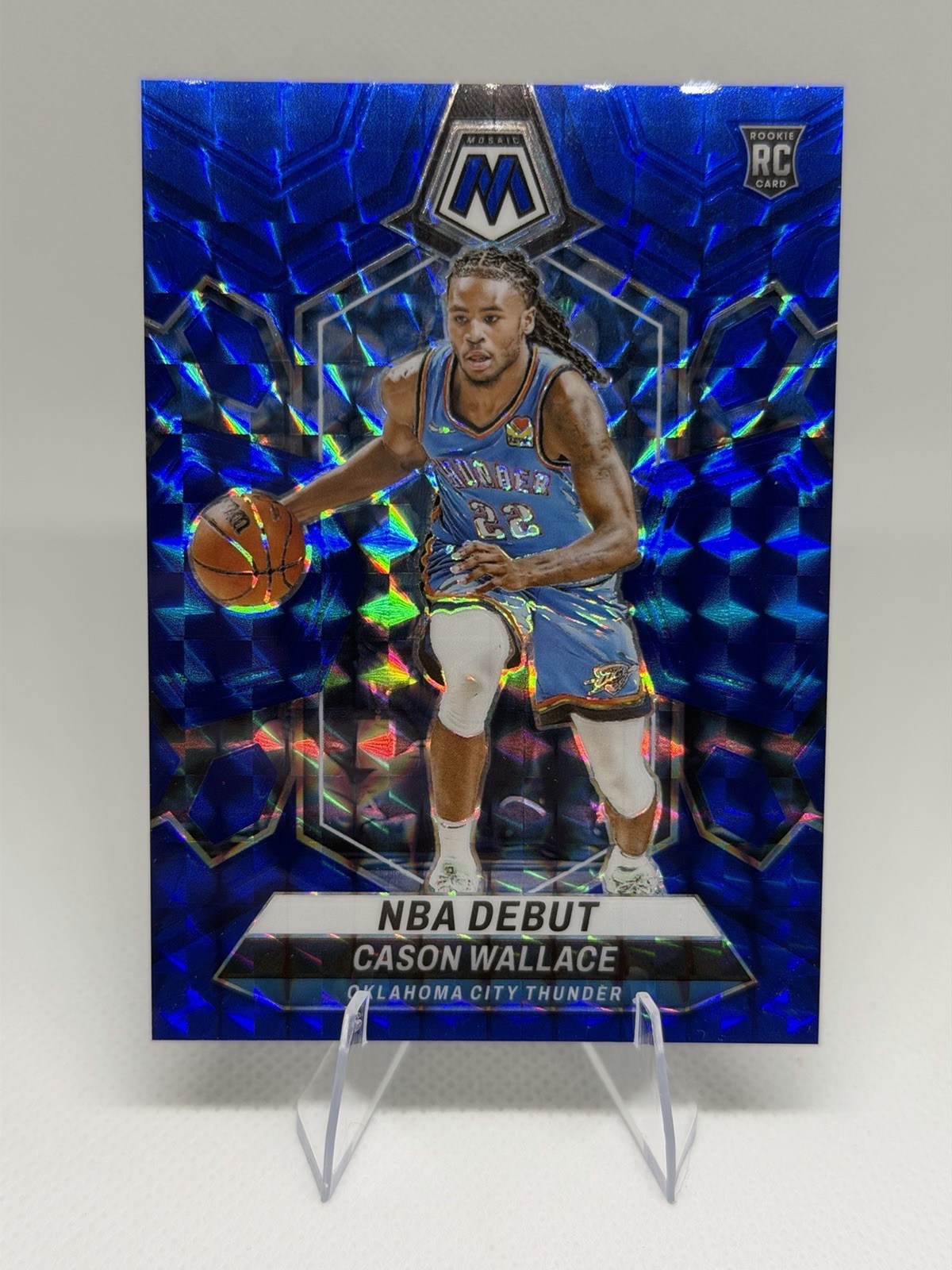 2023-24 Panini Mosaic - NBA Debut Cason Wallace #258 Blue Mosaic Prizm /199 (RC)