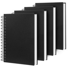 Lined Spiral Notebook A4 Large Black Journal 8.5" x 11"-4 Pack 7mm College Ru...