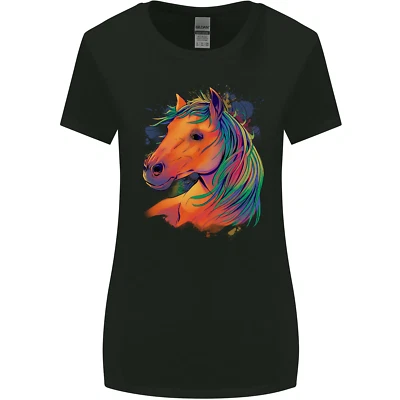 GILDAN T-shirt donna equitazione testa di cavallo taglio più largo