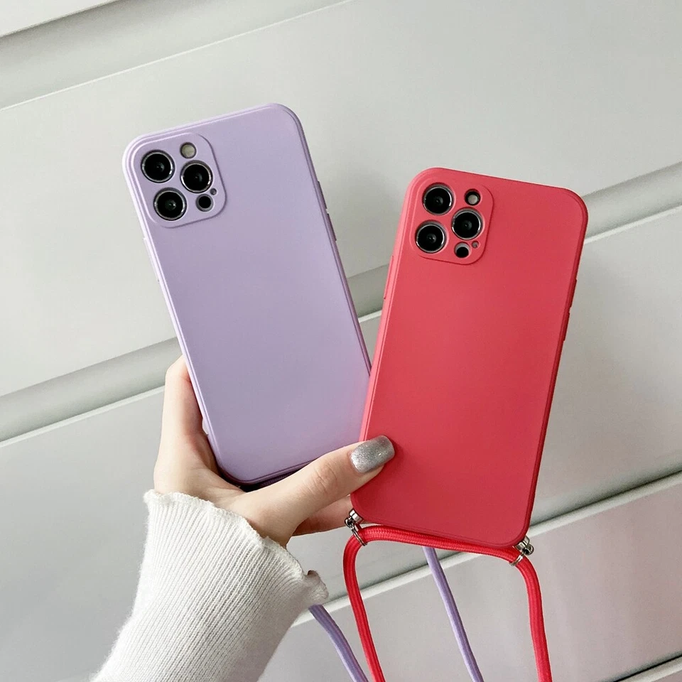 Crossbody Necklace Lanyard Silicone Case For iphone 15 14 13 12 11 Pro XR XS Max - Image 4 of 4