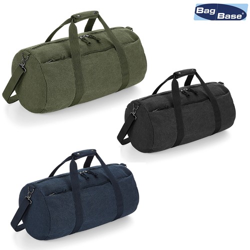 BagBase Vintage Canvas Barrel Bag BG655 Sports Gym Duffle Bag Travel