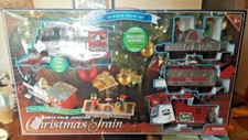 Blue Hat North Pole Junction Christmas Train 34 Piece 20' of Track Open Box