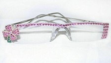 CRYSTAL JEWELED READING GLASSES PINK FLOWER READERS MADE WITH SWAROVSKI NEW