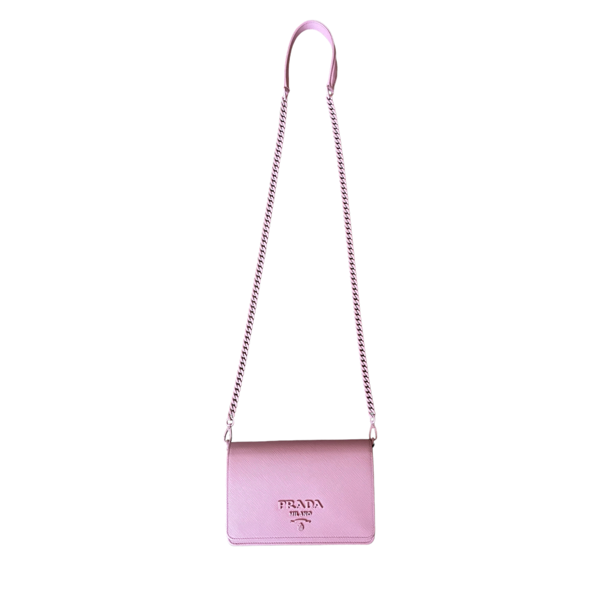 Prada 1BP019 Saffiano Lux Leather Mini Bag, Petal Pink UK