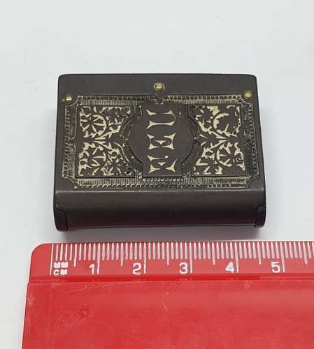 French Vulcanite/Gutta Percha Book Vesta Case Matchsafe Holder FEU - Picture 10 of 10
