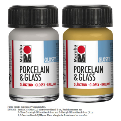 Marabu PORCELAIN & GLASS GLOSSY Porzellan-/Glasmalfarbe 15ml-Glas Metallictöne