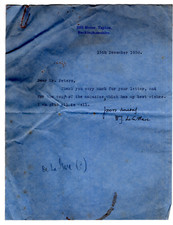 Walter de la Mare Signed Letter 1938 re Plagiarism / Autographed British Poet