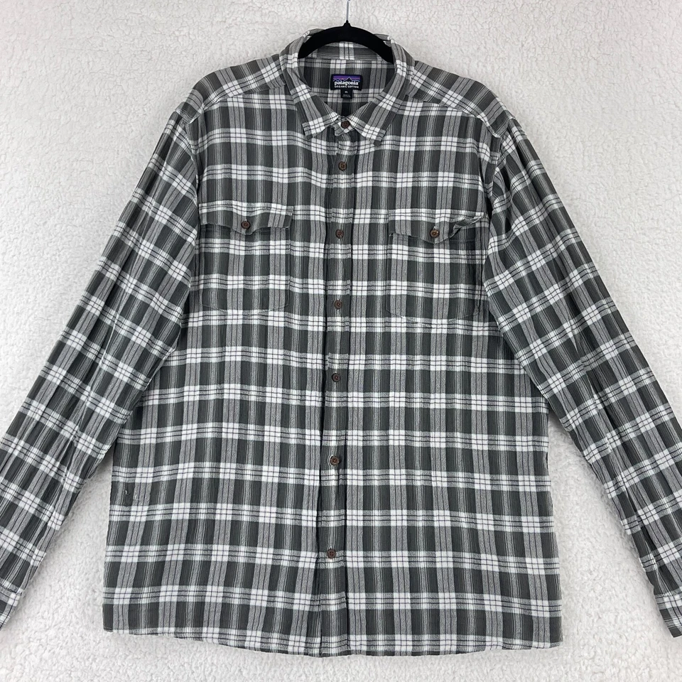 Camisa Patagonia Steersman Abotonada Para Hombre Talla XL Gris A Cuadros Manga Larga Informal Foto 2 de 4
