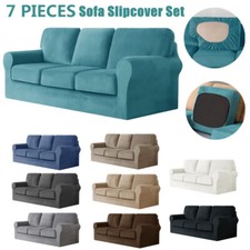 7-Piece Stretch Sofa Slipcover Set for 3 Seater Couch Separate Backrest Cushions