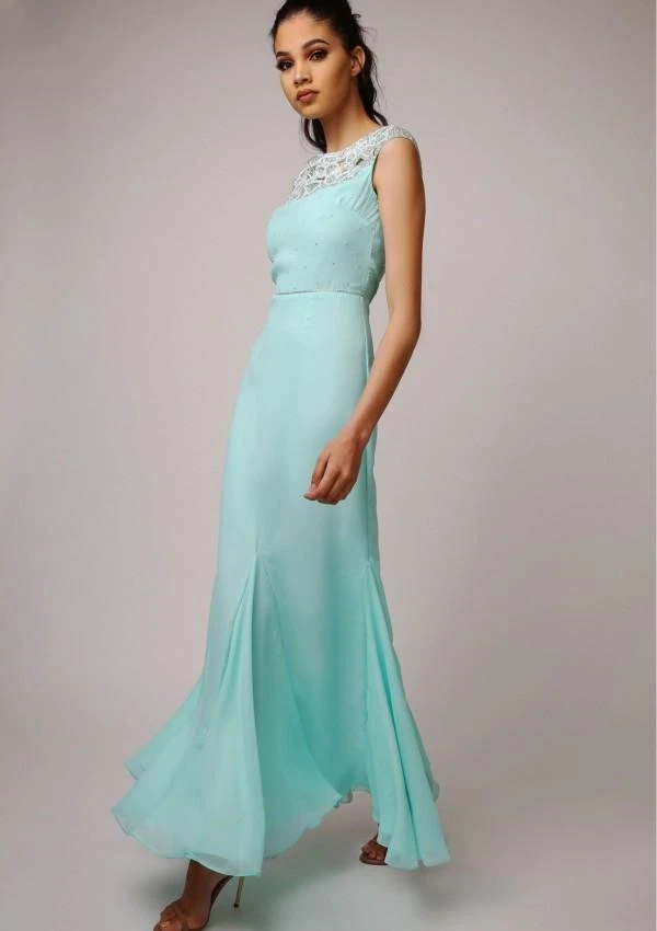 Maxi Vestido de Fiesta Virgos Lounge Analiese Embellecido Talla UK12 EUR40 US8 RRP £140 Foto 2 de 4