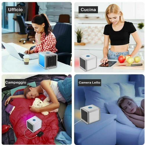 MINI CONDIZIONATORE PORTATILE USB DEUMIDIFICATORE AD ACQUA VENTILATORE LED - Foto 5 di 10