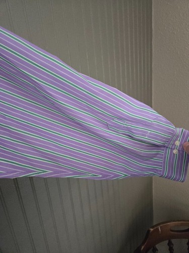 Camicia a maniche lunghe abbottonate Ralph Lauren taglia 17,5 XL viola/verde - Foto 18 di 19