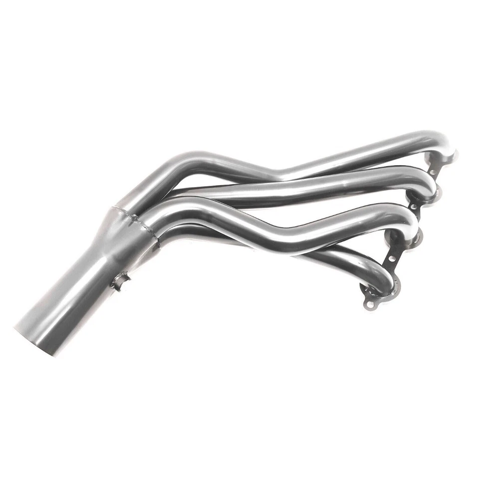 SS Polished Long Tube Exhaust Header+Y Pipe Fit 99-06 Chevy GMC GMT800 4.8 5.3 - Image 3 of 4