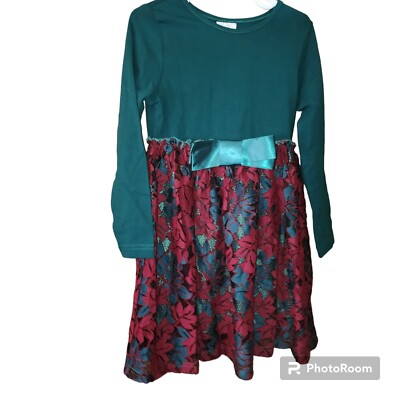 Bonny Billy Green Top/ Red Floral lace dress size 5-6 yrs old
