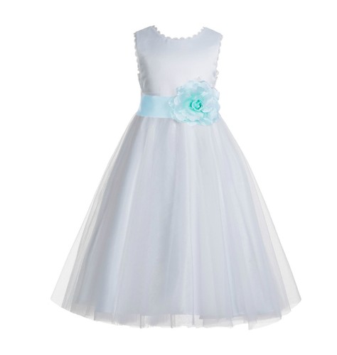 V-Back Lace Edge Ivory Flower Girl Dress Communion Dress Toddler Baptism Dresses - Picture 54 of 68