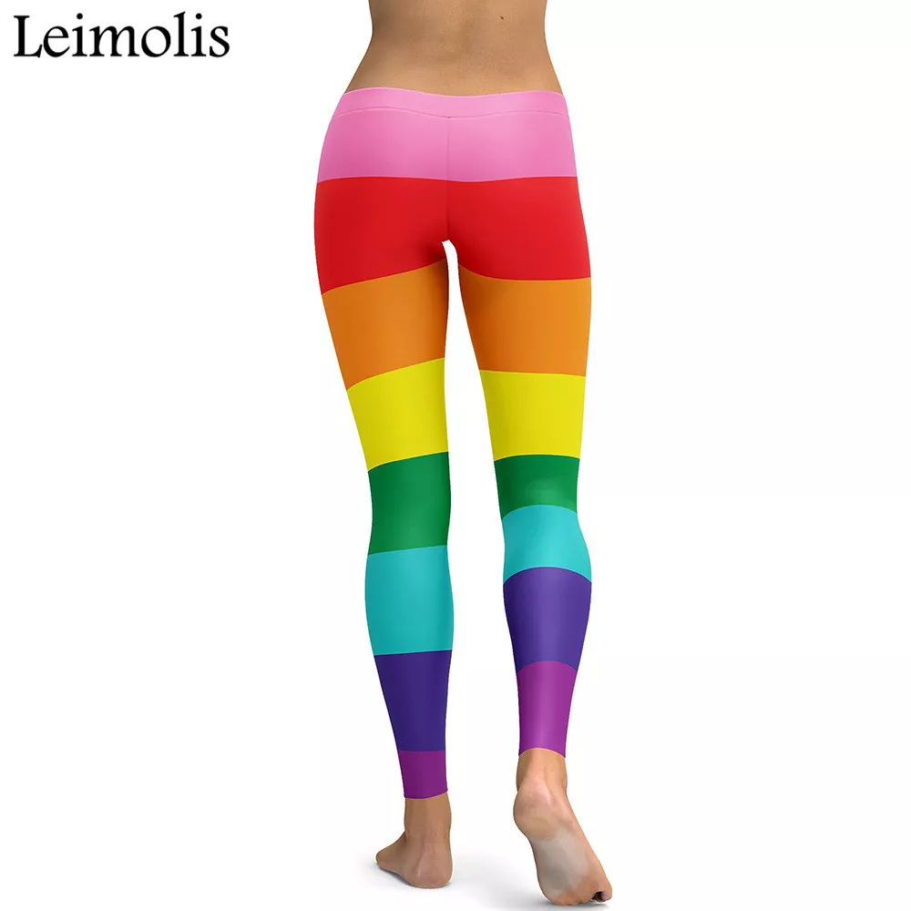 WOMENS 3D PRINT RAINBOW STRIPED PLUS SIZE PARTY SPORT WORK TRAVEL LEGGINGS  GIFT