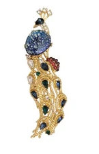 Harry Winston Gold Tone Rhinestone Replica Peacock Brooch