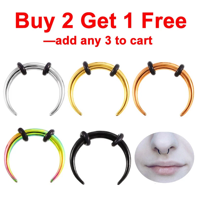 Horn Vintage Nose Septum Ring Hoop Ear Clicker Horseshoe Ear - Temu Latvia