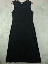 Connected Apparel Womens 10 Maxi Dress Black White Polka Dots Texture Sleeveless