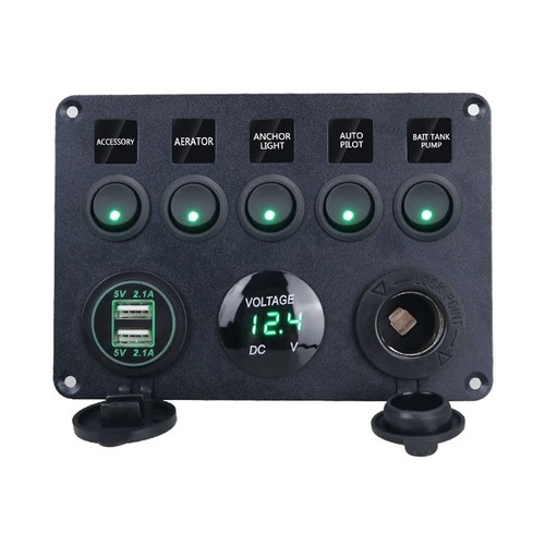 1x Digital Voltmeter Dual USB Port 12V Waterproof LED Toggle Rocker Switch Panel - 第 12/13 張圖片