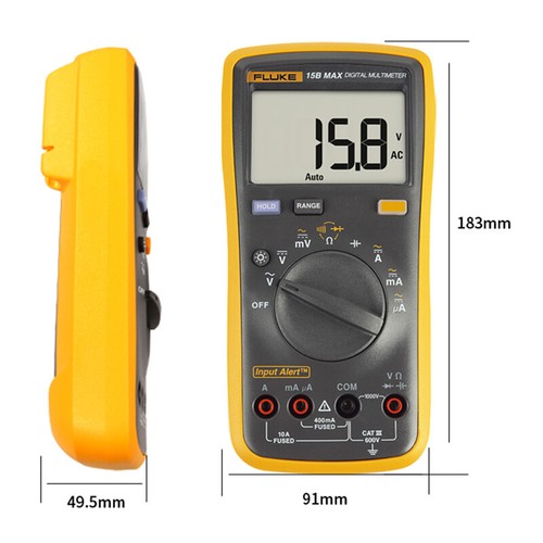 Fluke 15B/17B MAX Digital Multimeter Audible/Visual Alarm CATIII 600V AC/DC - Picture 19 of 26