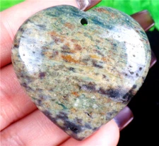 41x39x8mm Natural Old Ocean Jasper Reiki Stone Love Heart Pendant Bead AD67601