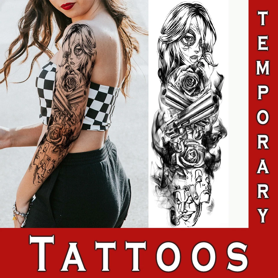 TATNTOO Temporary Tattoo Realistic Full Arm Sleeve Sticker Large Big Body Art Women Uk