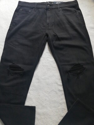 Hollister Men's 34x34 Slim Straight Epic Flex Distressed Jeans Black New.
