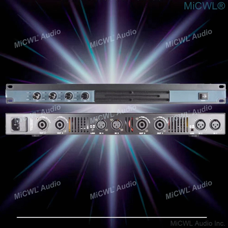 MiCWL 4-Kanal 6400W Profi DJ PA-Endstufe Rackmontage 6400 Watt - Bild 2 von 4