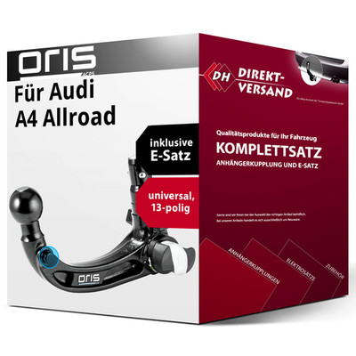 Anhängerkupplung abnehmbar + E-Satz 13pol universell für Audi A4 Allroad 09- Set
