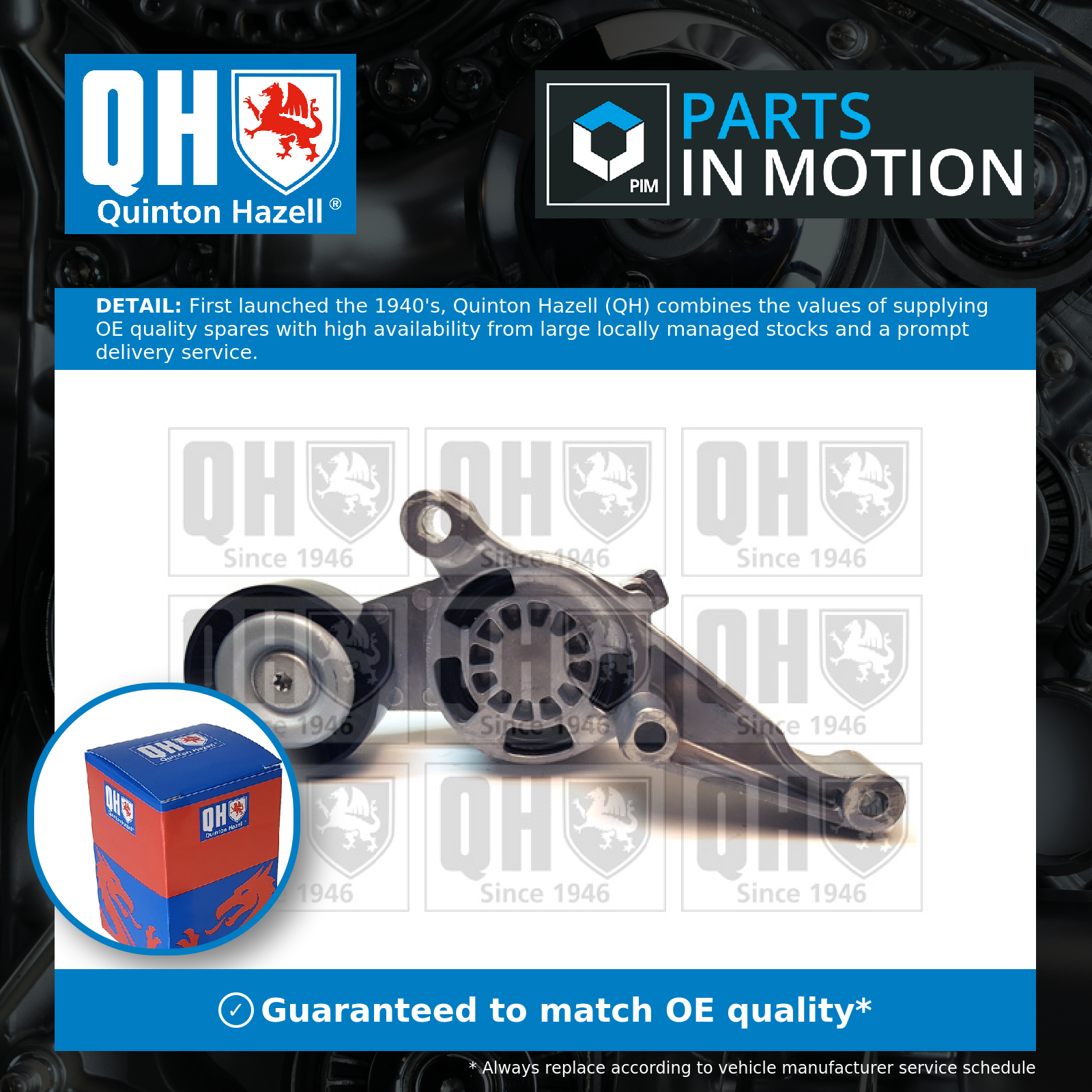 Aux Belt Tensioner QTA1279 Quinton Hazell Drive V-Ribbed 03G903315C 1455380 New
