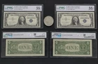 2 successive Graded $1 1957A Silver Cert. (A9..5A,6A) [Fr. 1620] & a 1888 Morgan