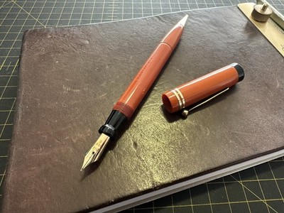 Füllfederhalter EF 14K Feder Zelluloid Coral ROT DIAMOND P.P. Füller & Bleistift
