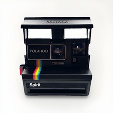 Polaroid Spirit 600 Land Camera Black Instant Rainbow Stripe w/Strap - Tested!