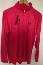 Image of Under Armour Tech Mens Training Top red Long Sleeve Half Zip L BNWT