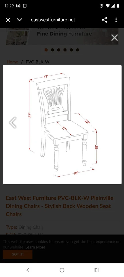 Juego de 2 sillas de comedor East West Furniture negras y cerezas Plainville Foto 3 de 4