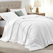 Fluffy Queen Comforter Set 3 Pieces - Soft  Fuzzy White Queen 90"x90" 01white