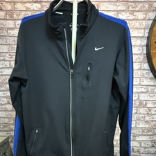 Nike Dri-FIT Track Jacket Full Zip Zipped Pockets Black Blue Men's Size L