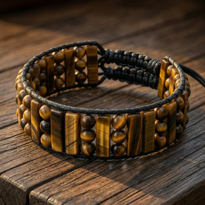 Natural Tiger Eye Braided Healing Chakra Handmade Crystal Men's Bracelet Gift