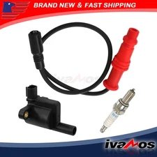 New Ignition Coil W/ Wire Cap & Spark Plug 2008-2012 For Polaris Ranger 500 4x4