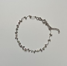 Schönes 925 Sterling Silber Wellen Armband Bunte Steine 18 - 21 cm