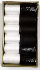 4 Spools Sewing Thread Polyester 2 White and 2 Black - NEW Free shipping 